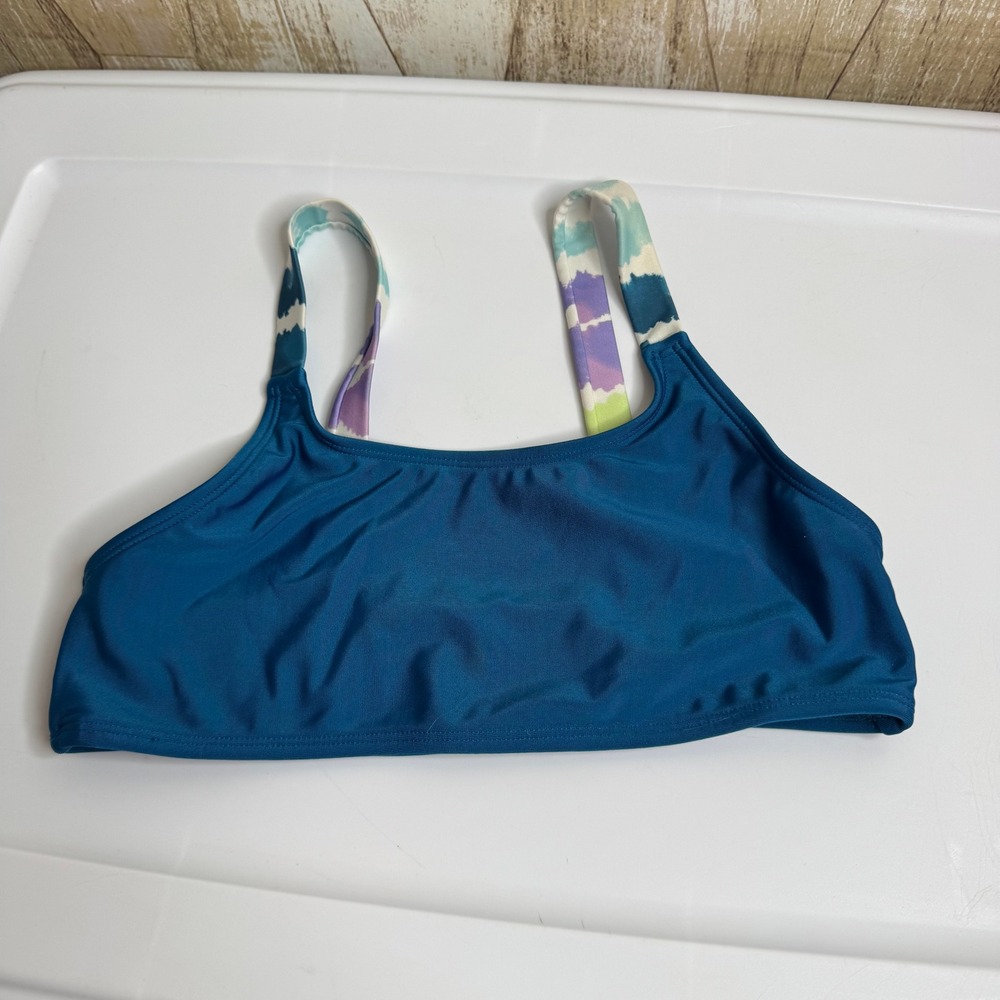 Art Class Girls Teal Swim Top Tie Dye Straps Size L 10 12 Bikini Beach Pool